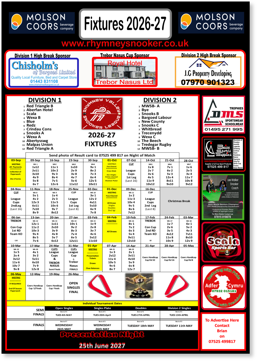 Fixtures 2026-27